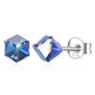 Detailed information about the product Square Stud S925 Pure Silver Earring Pale Blue/Platinum Plated.