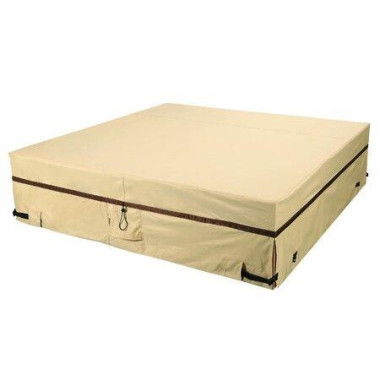 Square Waterproof Pool Spa Jacuzzi Cover, Outdoor Heavy Duty 600D Oxford Spa Cover, UV Protected Spa Cover for Hot Tub Beige 95x95x20inch