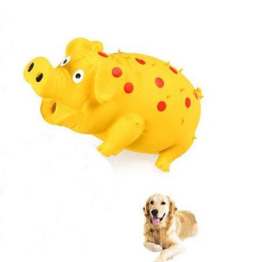 Squeaky Pig Dog Toys Grunting Pig Dog Toy That Oinks Grunts For Small Medium Large Dogs 1Pack Yellow