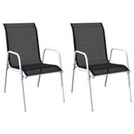 Detailed information about the product Stackable Garden Chairs 2 Pcs Steel And Textilene Black