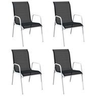 Detailed information about the product Stackable Garden Chairs 4 Pcs Steel And Textilene Black