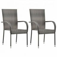 Detailed information about the product Stackable Outdoor Chairs 2 Pcs Grey Poly Rattan