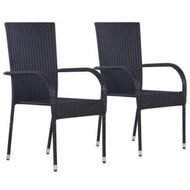 Detailed information about the product Stackable Outdoor Chairs 2 Pcs Poly Rattan Black