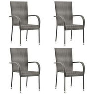 Detailed information about the product Stackable Outdoor Chairs 4 Pcs Grey Poly Rattan