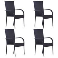 Detailed information about the product Stackable Outdoor Chairs 4 Pcs Poly Rattan Black