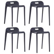 Detailed information about the product Stackable Stools 4 Pcs Black Plastic