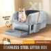 Stainless Steel Cat Litter Box XL Pet Toilet Kitty High Sided Enclosure Metal Pan Tray Potty Easy Clean 20L with Scoop Filter Pedal Pet Scene. Available at Crazy Sales for $99.95