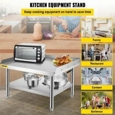 Stainless Steel Equipment Grill Stand 36 x 30 x 24 Inches Stainless Table Grill Stand Table with Adjustable Storage Undershelf Equipment Stand Grill Table