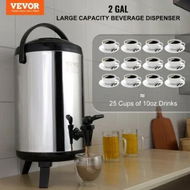 Detailed information about the product Stainless Steel Insulated Beverage Dispenser, 7.6 Liter, Thermal Hot and Cold Drink Server Dispenser with Spigot Handle, Food-grade for Hot Tea Coffee Water Restaurant Drink Shop