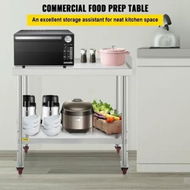 Detailed information about the product Stainless Steel Prep Table 24x15x35 Inch 440lbs Load Capacity Heavy Duty Metal Worktable with Backsplash Adjustable Undershelf & 4 Casters Commercial