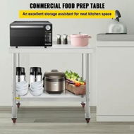 Detailed information about the product Stainless Steel Prep Table 30x24x35 Inch 440lbs Load Capacity Heavy Duty Metal Worktable with Backsplash Adjustable Undershelf & 4 Casters