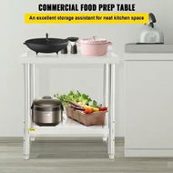 Detailed information about the product Stainless Steel Prep Table 76.2x61x89 cm 200 lbs Load Capacity Heavy Duty Metal Worktable with Backsplash and Adjustable Undershelf Commercial Workstation