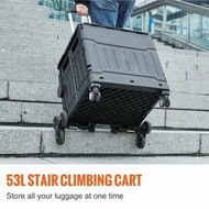 Detailed information about the product Stair Climbing Cart 53L Foldable Shopping Cart w/ Lid & Adjustable Handle