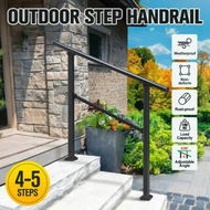 Detailed information about the product Stair Handrail Railings 4 to 5 Steps Metal Adjustable Black Safety Guard Hand Rails Kit for Outdoor Staircases Porches Decks