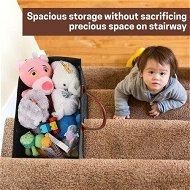 Detailed information about the product Stair Organizer Felt Folding Basket Washable Wooden Stair Storage Organizer Wear Resistant Stair Basket With Leather Handles Home Decor For Stairs
