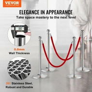 Detailed information about the product Stanchion Post with Velvet Rope 4-Pack Crowd Control Stanchion with 2PCS 5FT Red Velvet Ropes Stainless Steel Queue Barrier Line Divider with Base Ball Top