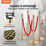 Detailed information about the product Stanchion Post with Velvet Rope 4-Pack Crowd Control Stanchion with 2PCS 5FT Red Velvet Ropes Stainless Steel Queue Barrier Line Divider