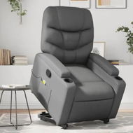 Detailed information about the product Stand up Massage Recliner Chair Grey Faux Leather