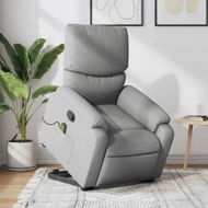 Detailed information about the product Stand up Massage Recliner Chair Light Grey Fabric