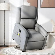 Detailed information about the product Stand up Massage Recliner Chair Light Grey Fabric