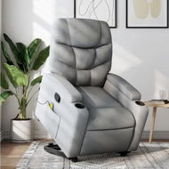 Detailed information about the product Stand up Massage Recliner Chair Light Grey Fabric