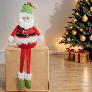 Standing Christmas Santa Decoration, Figurine Stuffed Plush with Retractable Spring Legs Santa Claus Decor,1 Pack