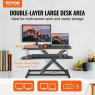 Detailed information about the product Standing Desk Converter, Two-Tier Stand up Desk Riser, 800 mm Large Sit to Stand Desk Converter,140-510 mm Adjustable Height, for Monitor, Keyboard & Accessories Used in Home Office