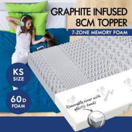 Detailed information about the product Starry Eucalypt KING SINGLE Graphite Infused Memory Foam Mattress Topper 7 Zone Cool Gel 8CM