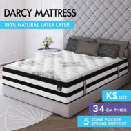 Detailed information about the product STARRY EUCALYPT Mattress Pocket Spring King Single Latex Euro Top 34cm 5 zone