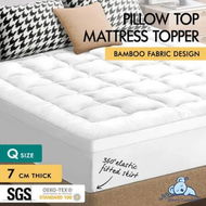 Detailed information about the product STARRY EUCALYPT Mattress Topper Bamboo White Pillowtop Protector Cover Pad Queen 7cm