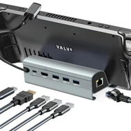 Detailed information about the product Steam Deck Dock,Aluminum Alloy 6-in-1 Docking Station with HDMI 2.0 Upgraded 4K@60Hz,Gigabit Ethernet,3 USB 3.0 Port and USB-C PD Port,Steam Deck Accessories