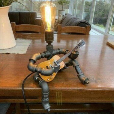 Steampunk Style Table Lamp - Guitar Player Retro Style Robot Table Lamp