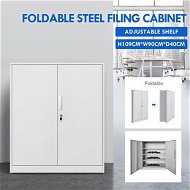 Detailed information about the product Steel Filing Cabinet Foldable Storage Metal Locker Cupboard 2 Door 4 Shelves Organizer Home Office Stationary 109cm Grey