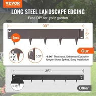 Detailed information about the product Steel Landscape Edging, 5-pack Steel Garden Edging Borders, 39' L x 5' H Strips, Hammer-in Edging Border, Bendable Metal Landscape Edging for Yard, Garden, Lawn, 3.15' Spike Height, Rustic Brown