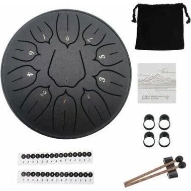 Steel Tongue Drum Percussion, 6 Inch 11 Notes Musical Instruments, Music Gifts for Family Friends (Black)