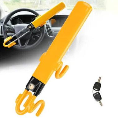 Steering Wheel Lock,Heavy Duty Antitheft Device and Car Security Lock with Adjustable Locking - Great Vehicle and Truck Deterrent (Yellow)