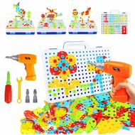 Detailed information about the product STEM Learning Toys Construction Engineering Building Block Games With Toy Drill & Screwdriver Tool Set (237 Drill Puzzles)