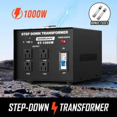 Step Down Transformer 1000W 240V-110V Stepdown Electric Voltage Converter AU to US with 4 AC Output Sockets 5V USB Port