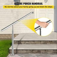 Detailed information about the product Step Handrail Stainless Steel Stair Railing for In-and Outdoor Use Metal Hand Rails for Steps, 150 x 80 cm, Silver