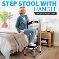 Detailed information about the product Step Stool with Handle Footstool Bed Mobility for Elderly Disability Aid Adult Bath Stand Stainless Steel Lightweight Nonslip