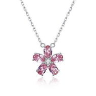 Detailed information about the product Sterling Silver Crystal Petal Necklace Pink/Platinum Plated.