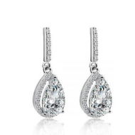 Detailed information about the product Sterling Silver Drop Earrings With Halo Pear Shaped Zulastone