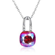 Detailed information about the product Sterling Silver Lock Crystal Pendant Necklace In Color/Platinum Plated.