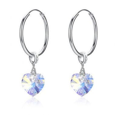 Sterling Silver Ring Fashion Crystal Pendant Earrings In Color/Platinum Plated.