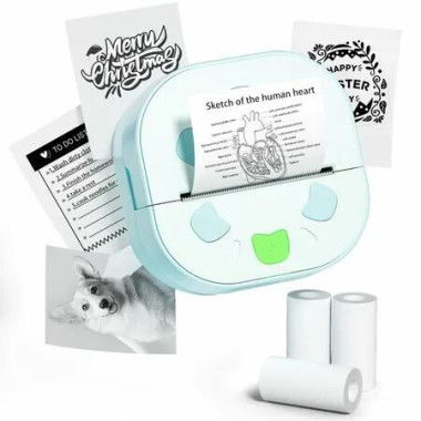 Sticker Printer,PrintPods Mini Printer,Bluetooth Portable Sticker Maker with 3 Rolls Paper,Print Pod Inkless Thermal Printers,Kids Gift