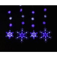 Detailed information about the product Stockholm Christmas Lights Curtain Lights LED Snowflake Dual Size 180x80cm 7 Flashing Effects and Steady Glow 91 LEDs in Totall Blue and Cool White LEDs