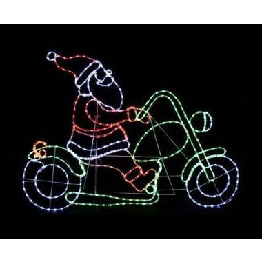 Stockholm Christmas Lights LED Tubelight Santa Cruise Biker 165x120cm 424 LEDs Various Flashing Speeds Steady 424 LEDs Red Cool White and Green LEDs