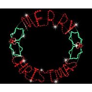 Detailed information about the product Stockholm Christmas Lights Ropelight LED Motif Merry Christmas Holly Round Sign Twinkle Effect Steel Frame Easy Mounting of Lightset on Walls
