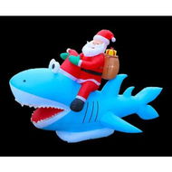 Detailed information about the product Stockholm Christmas Lights Xmas Inflatable Airpower Santa Shark Rider 2.5m BLUE