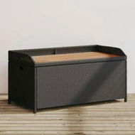 Detailed information about the product Storage Bench Black 100x50x52 cm Poly Rattan and Acacia Wood